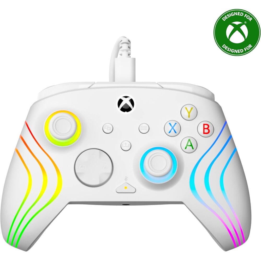 Turtle Beach Afterglow Wave Manette filaire Câble USB Éclairage RVB - Gâchettes à effet Hall & Boutons programmables - Xbox Series X|S, PC (Licence officielle Microsoft) - Blanc
