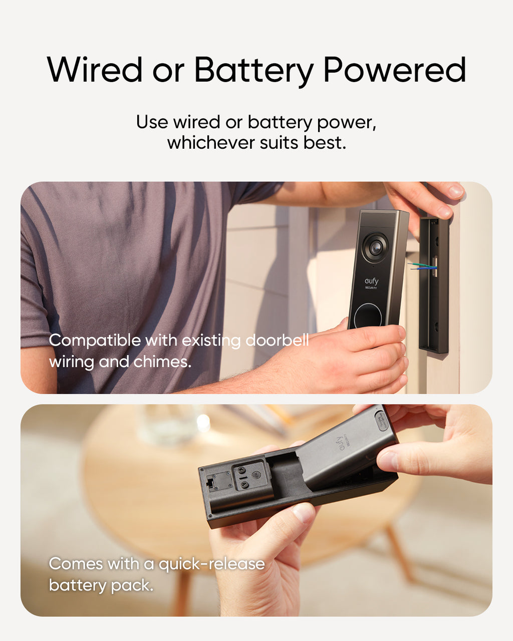 Eufy Security Sonnette Vidéo E340 Avec Sonnette Caméra à Double Objectif Vision 2K Full HD et Vision Nocturne Couleur Sonnette Sans Fil et Stockage Local Extensible Jusqu'à 128 Go