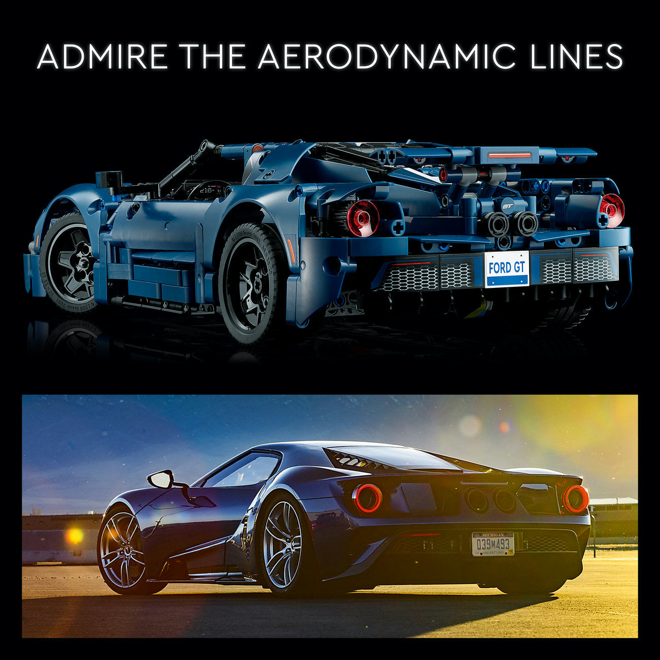 EGO Technic 2022 Ford GT 42154 Kit de Construction de Modèle de Supercar pour Adultes (Échelle 1:12, 1 468 Pièces)