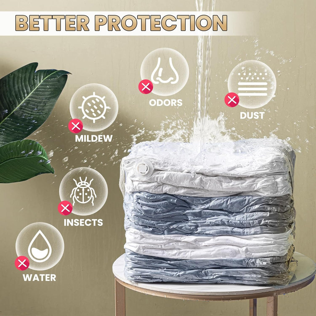 Taili Lot de 6 sacs de rangement sous vide, Ensemble de sacs cubes gain de place (3 très grands + 3 moyens), Sacs à fermeture sous vide pour literie, vêtements, couettes, couvertures