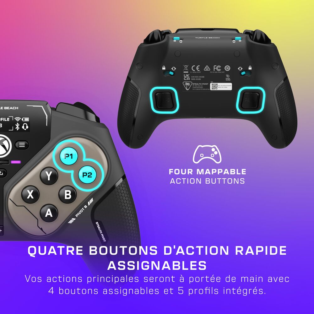 TURTLE BEACH Stealth Pivot Manette Sans Fil 2.4GHz, Bluetooth & Filaire - Modules de Stick de Combat Rotatifs, Joysticks à Effet Hall, Écran de Contrôle, Batterie 20h - Windows 10/11