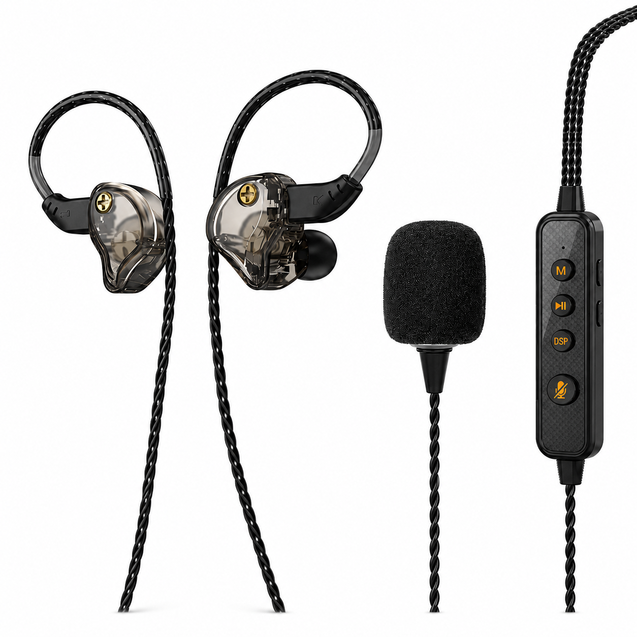 Édition Deluxe - KM09 - Carte sonore pour streaming en direct, casque karaoké filaire Noir et or + Adaptateur de connexion Apple