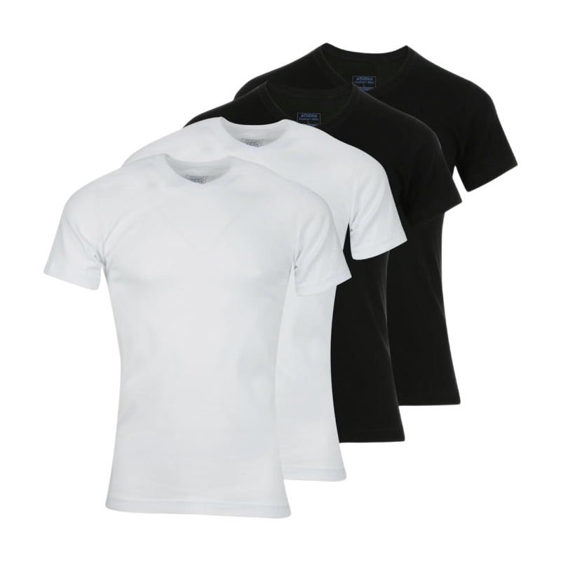 ATHENA T-shirts col V Coton Bio Lot de 4