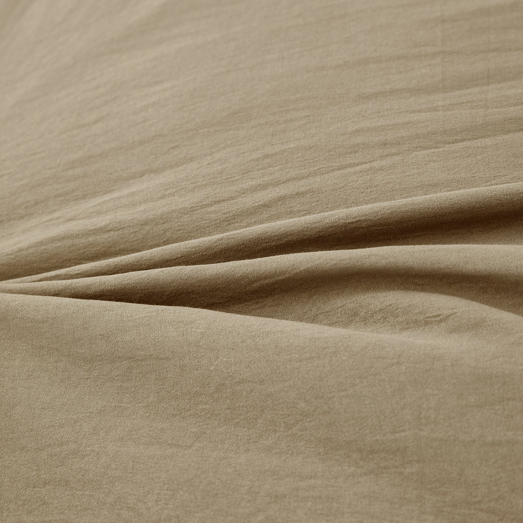 Ensemble housse de couette et taies d'oreiller en coton imitation lavé, kaki, 135 x 200 cm + 80 x 80 cm x 1
