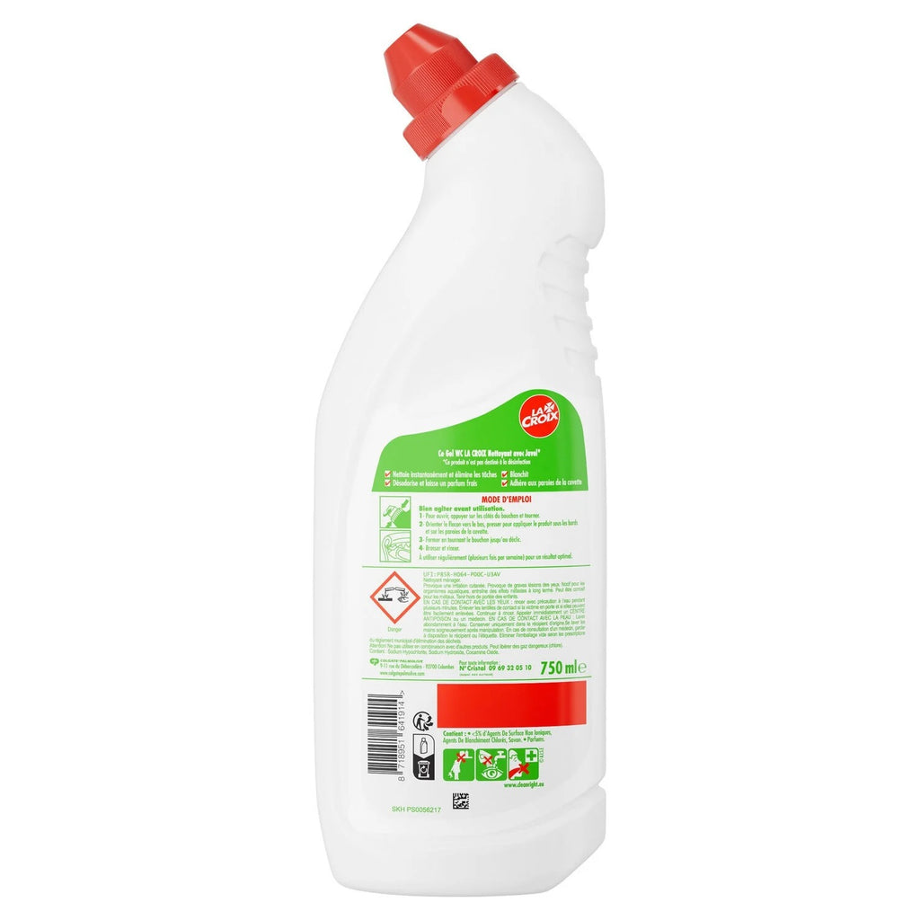 La Croix Gel Nettoyant WC avec Javel, 3 en 1, Nettoie, Blanchit et Désodorise, 750 ml