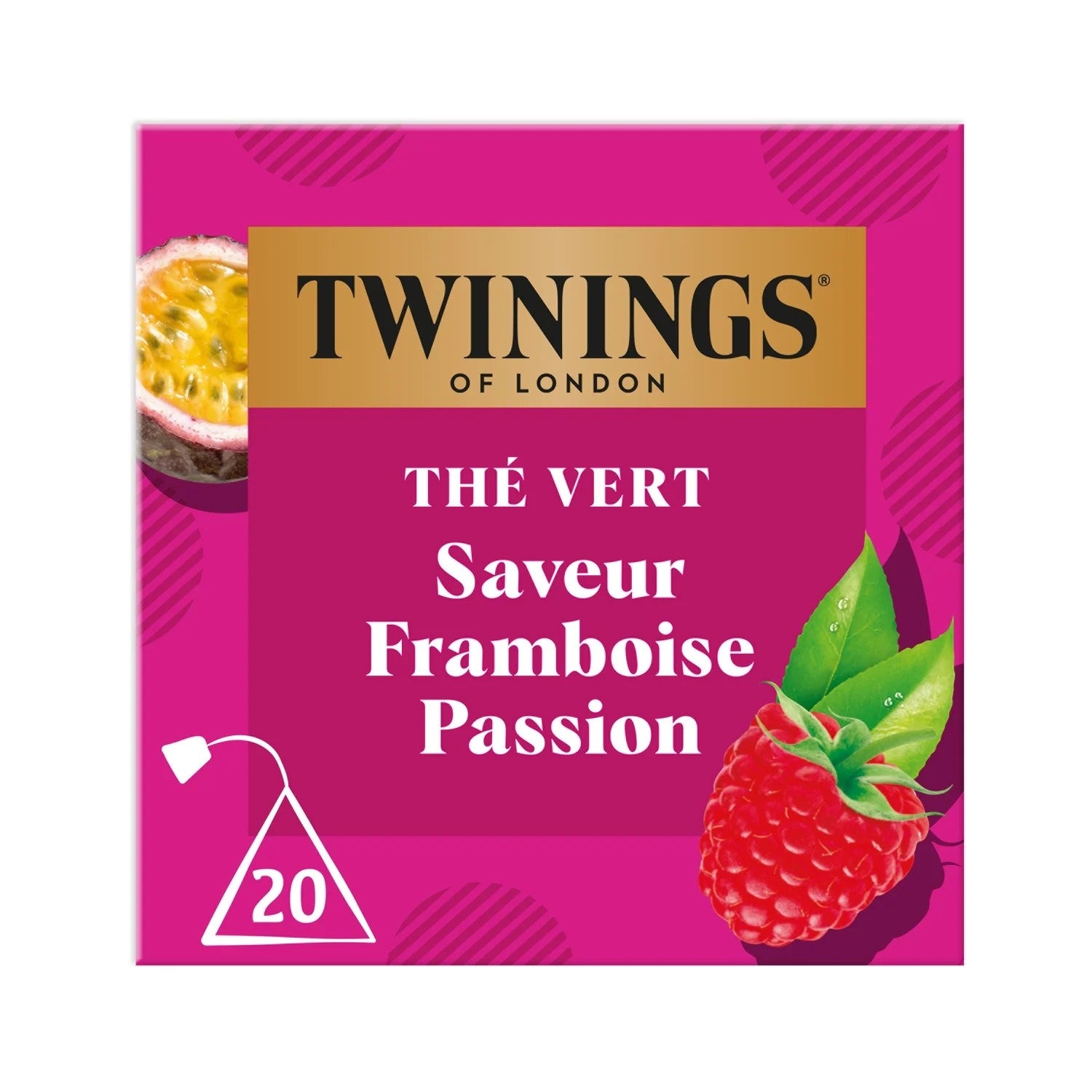 Twinings Thé vert framboise passion, 20 sachets, 32 g