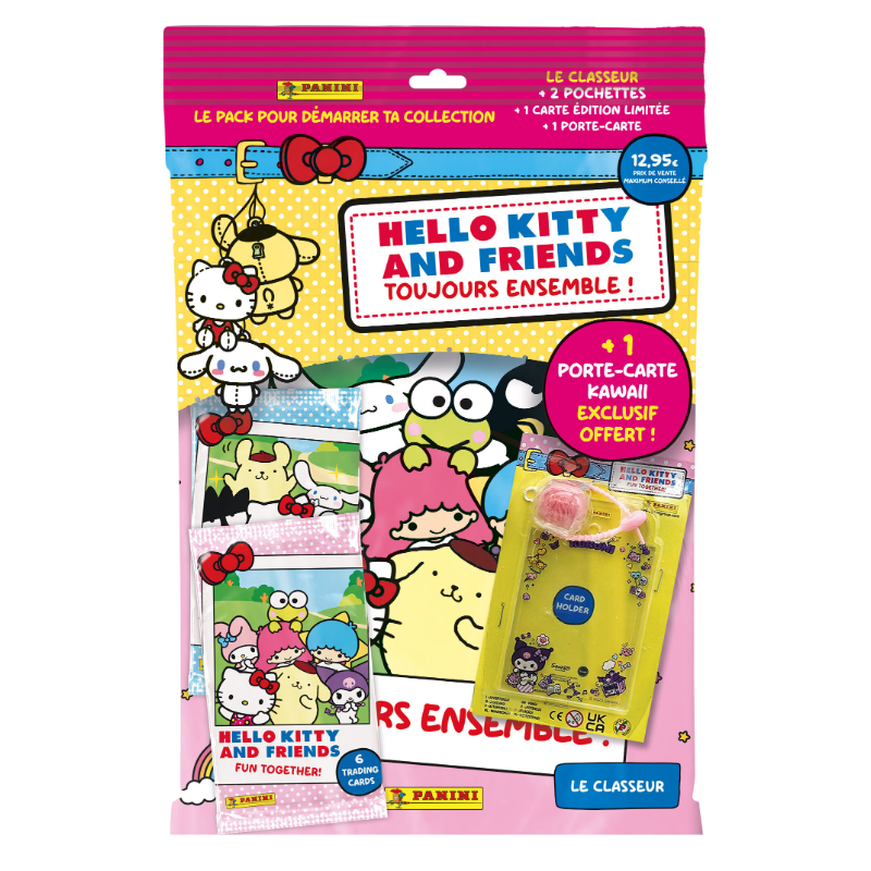 PANINI HELLO KITTY & FRIENDS TRADING CARDS Starter pack (1 classeur + 2 pochettes + 1 carte édition limitée + 1 porte-cartes)
