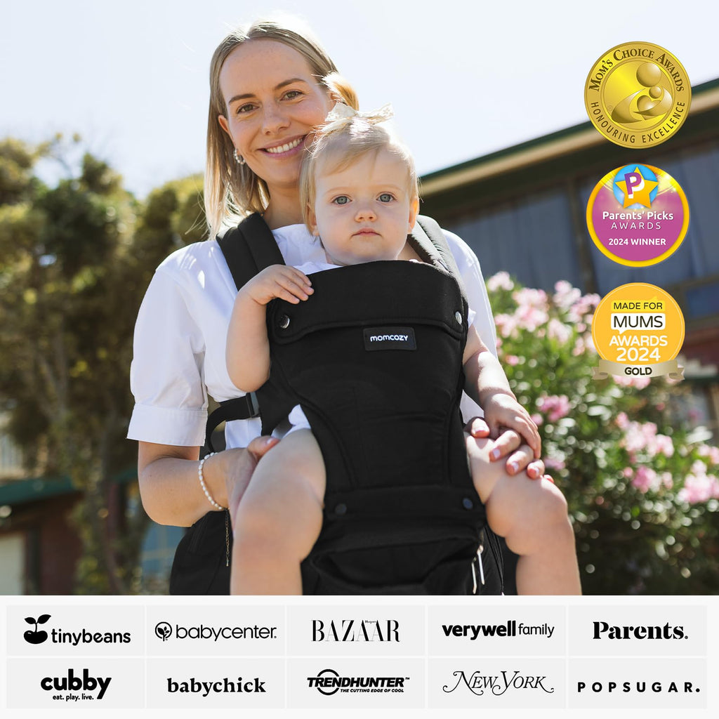 Momcozy HC002 AIR Porte-bébé et siège de hanche 2-en-1 - Noir