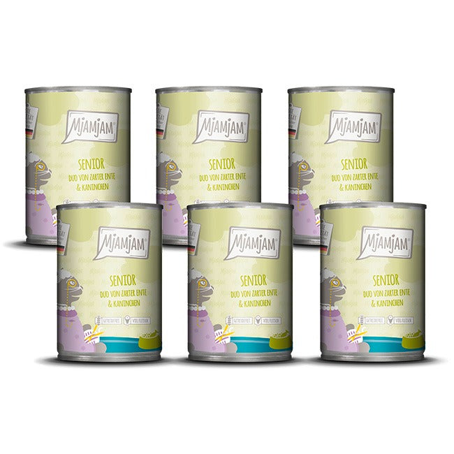 [Peut être servi frais pour l'été] MjAMjAM Senior Duo Nourriture humide pour chat lapin canard - 400 g x 6