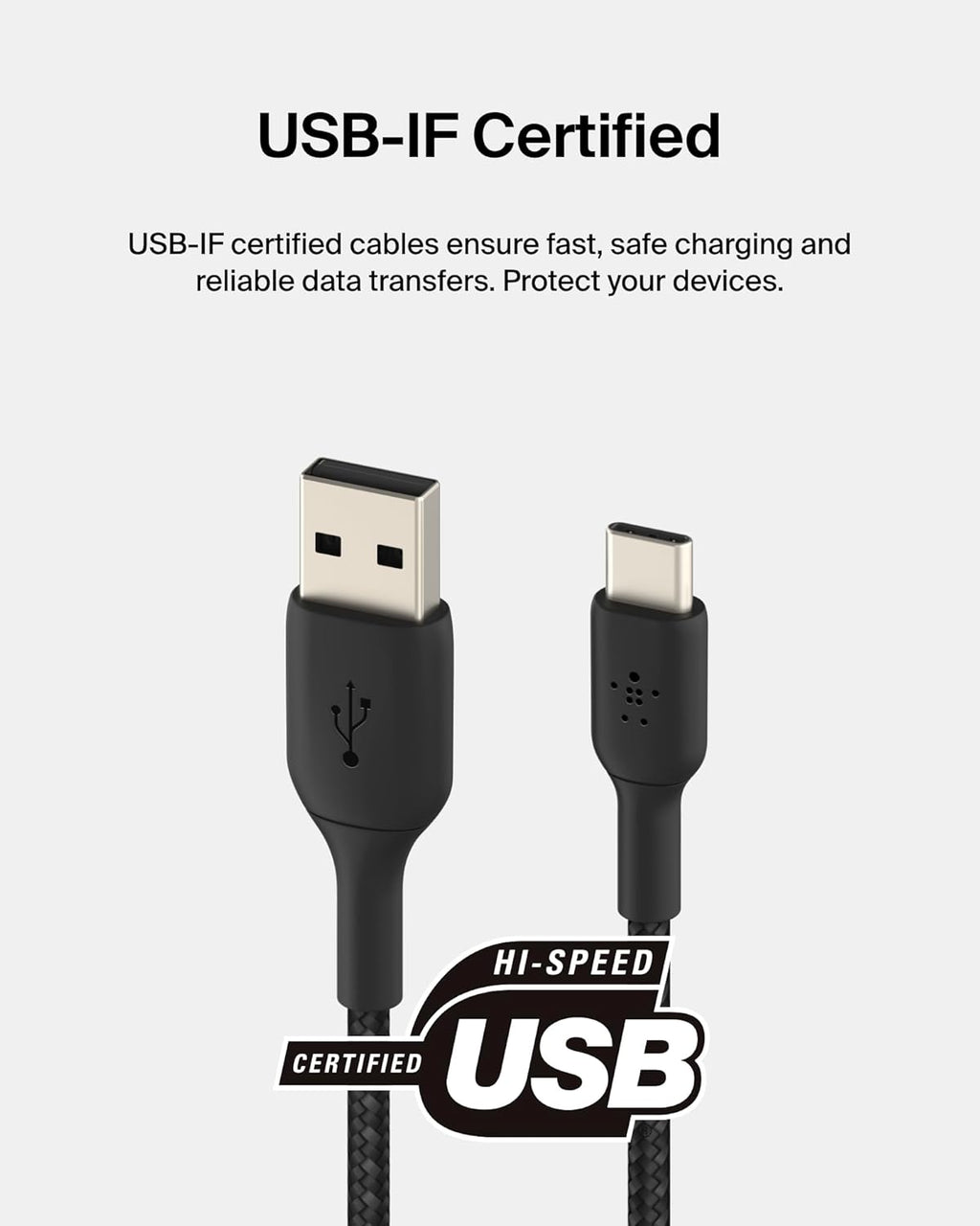 Belkin Câble tressé USB-C vers USB-A pour smartphone 2 m Noir