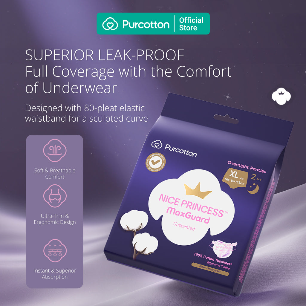 PURCOTTON NICE PRINCESS MaxGuard Couches-culottes de nuit XL Taille 2 Pièces