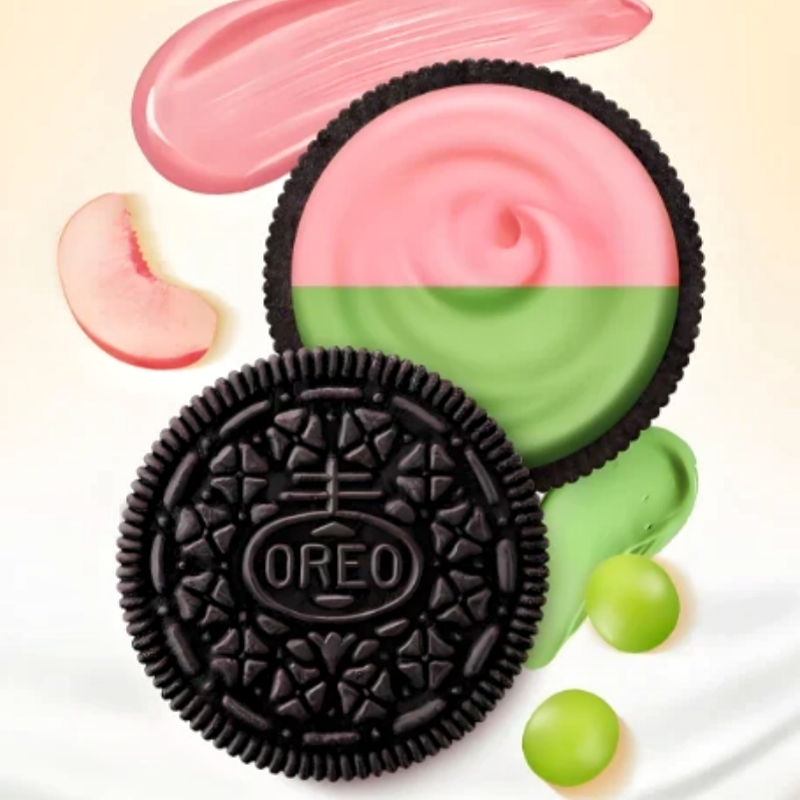 Oreo Crystal biscuits fourrés saveur raisin et pêche 97 g