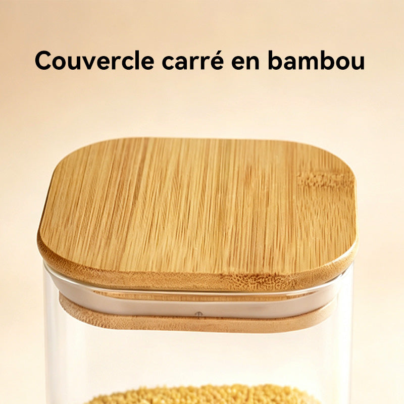 JORDAN&JUDY Lot de 5 boîtes de conservation en verre, hermétiques pour céréales, finition grain de bois (750 ml x1 + 800 ml x1 + 1100 ml x1 + 1500 ml x1 + 2300 ml x1)