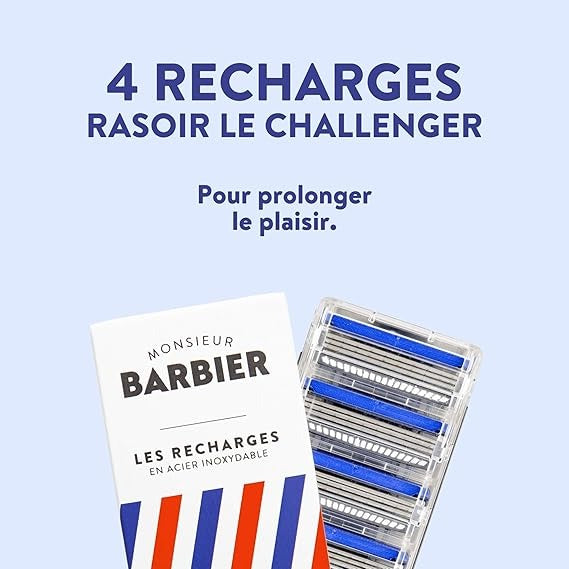 Monsieur Barbier Recharges de rasoir à 3 lames pour peaux sensibles - 4 pièces