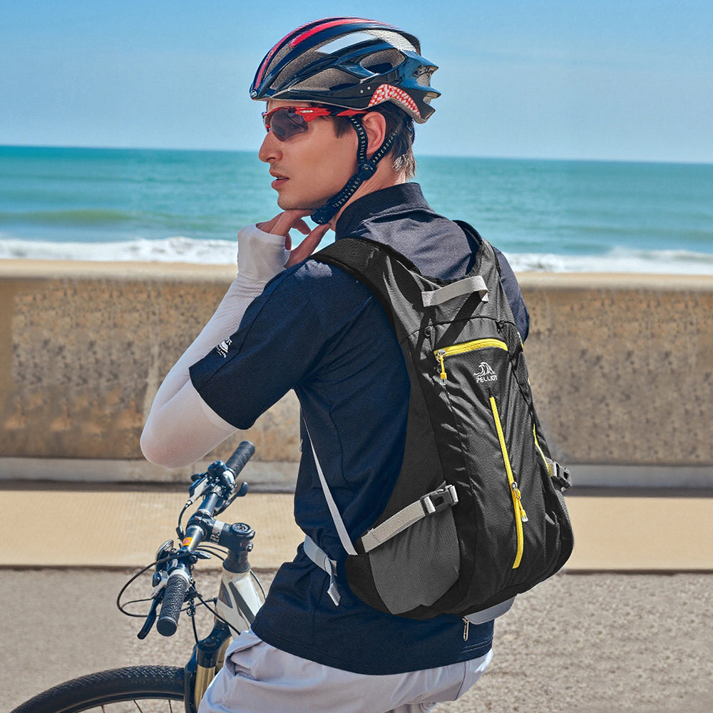 PELLIOT Sac à dos de trail unisexe léger respirant – Design entièrement noir élégant, 20 L