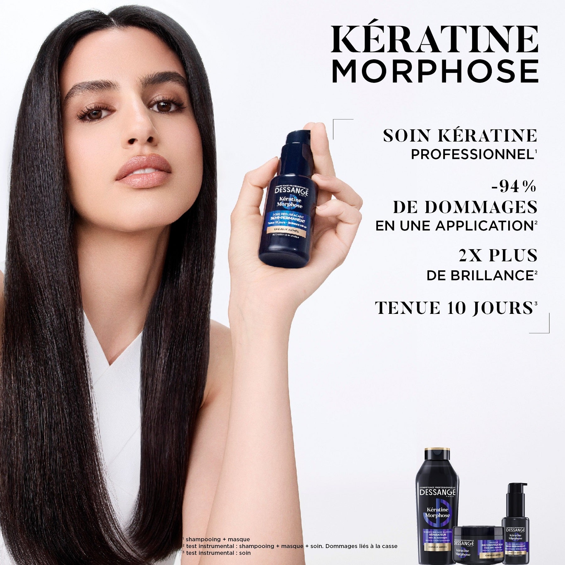DESSANGE Kératine Morphose Soin Sans Rinçage Resurfaçant Semi-Permanent Cheveux Abîmés 50ml