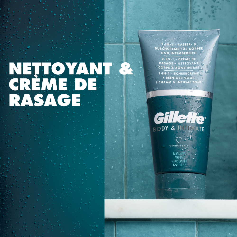 Gillette INTIMATE Crème nettoyante et rasante 2-en-1, 177 ml