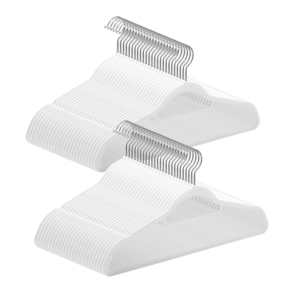 JOYFURNOS Lot de 50 cintres antidérapants, cintres en velours avec crochet antirouille pivotant à 360° et barre à cravates intégrée, profil fin et peu encombrant 42,7x22x0,6 cm