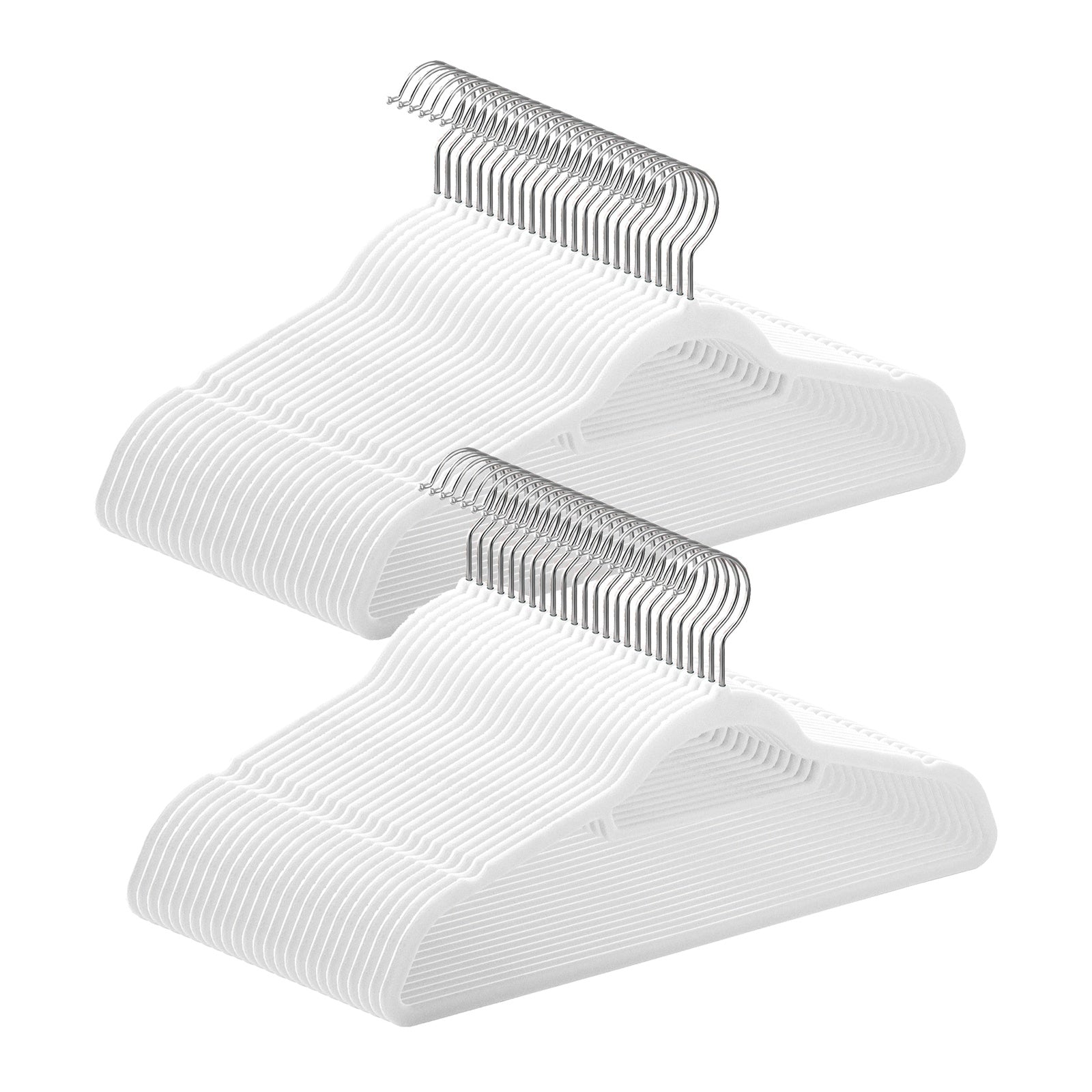 JOYFURNOS Lot de 50 cintres antidérapants, cintres en velours avec crochet antirouille pivotant à 360° et barre à cravates intégrée, profil fin et peu encombrant 42,7x22x0,6 cm