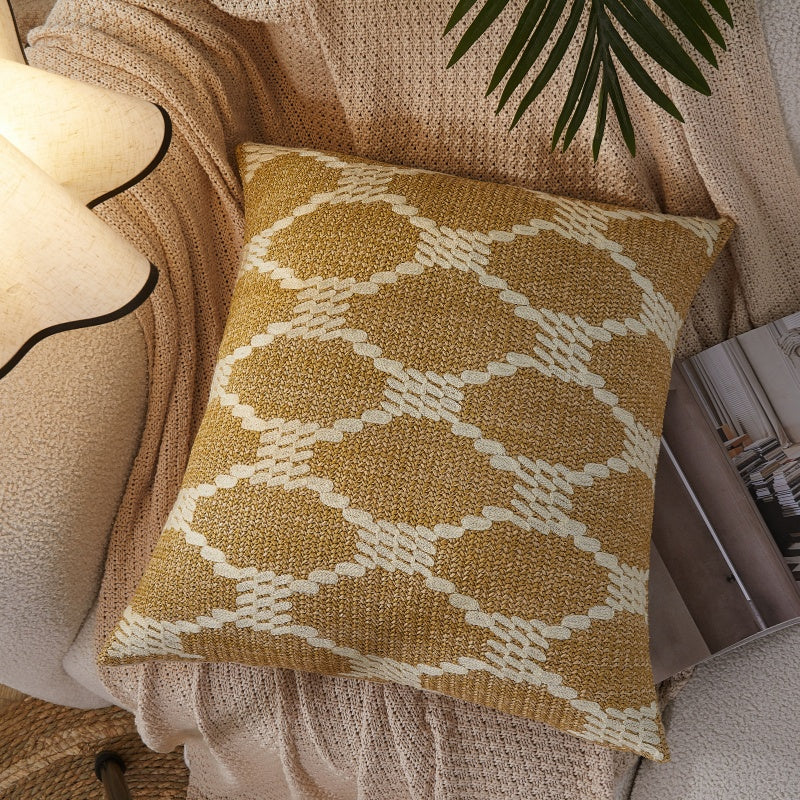 MEROPE, Housse de coussin en toile PE/Polyester, 50x50 cm, kaki/blanc, 1 pack