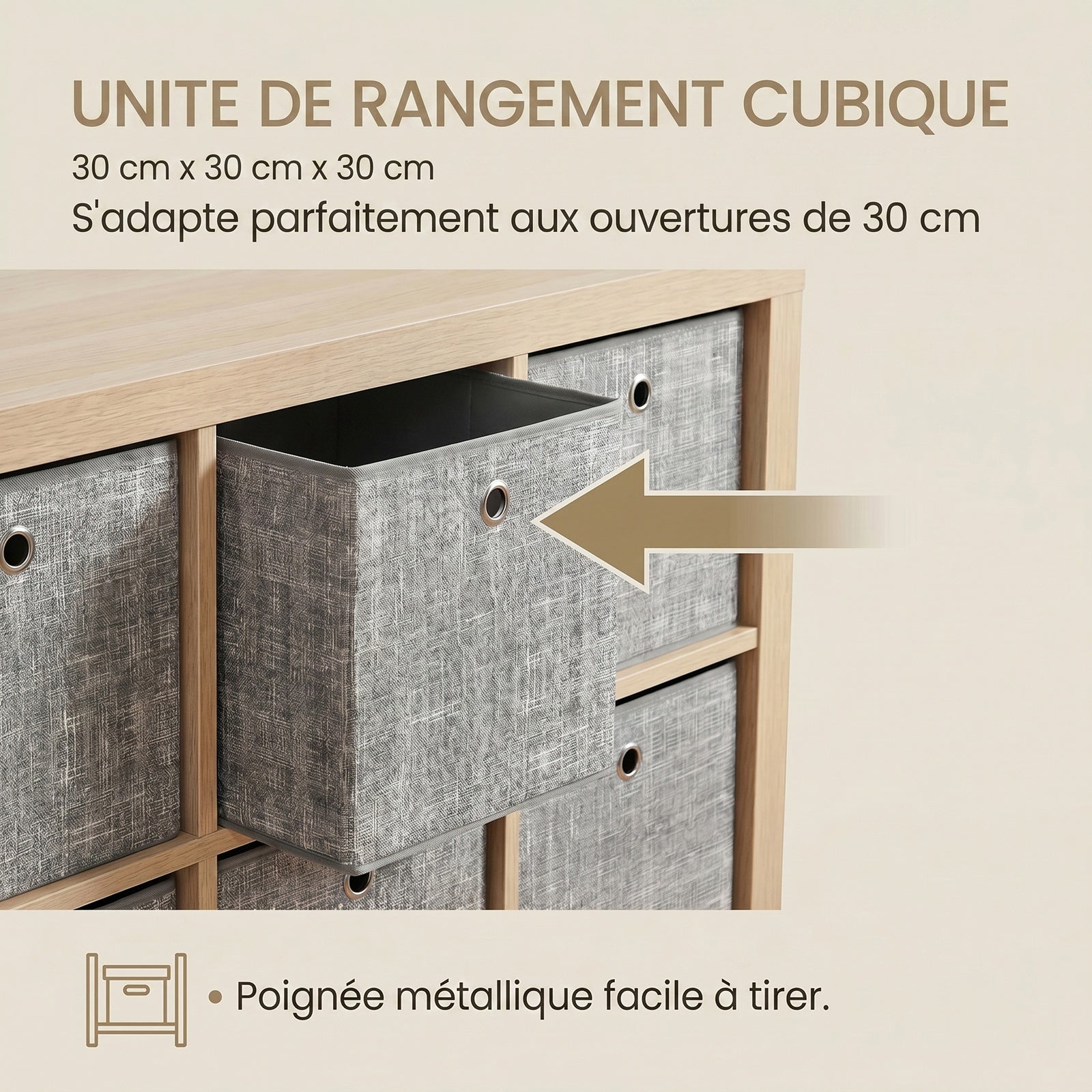 JOYFURNOS Boîtes de Rangement Pliables, Lot de 6 Boîtes en Tissu, 30 x 30 x 30 cm, Pour Meuble Cube, Pour Étagères, Rangement pour Vêtements, Gris