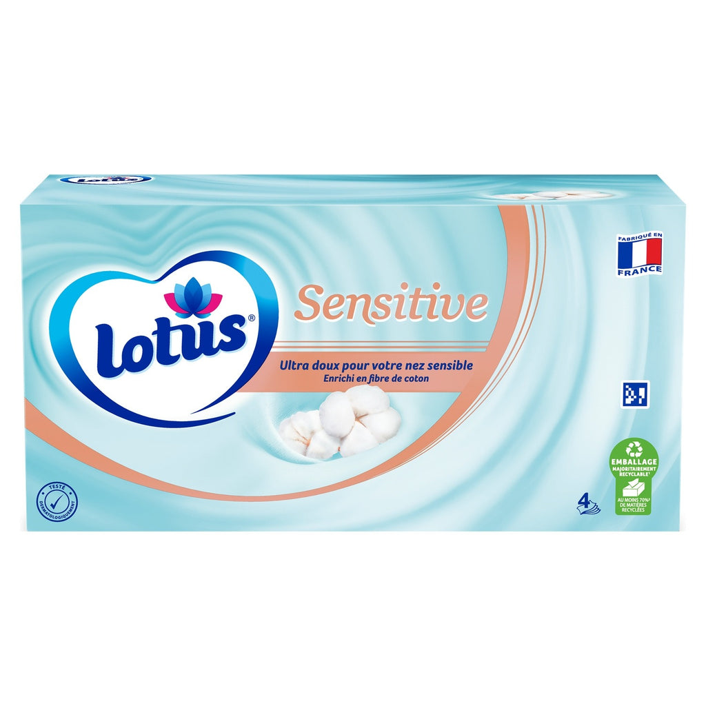 LOTUS Mouchoirs en Boîte Pure Douceur Peaux Sensibles (Boîte de 80)