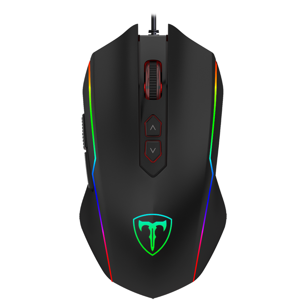 ET Souris de jeu filaire USB haute performance avec 7200 PPP réglables, RVB, 8 boutons programmables, ergonomique, PC/Mac – Noir