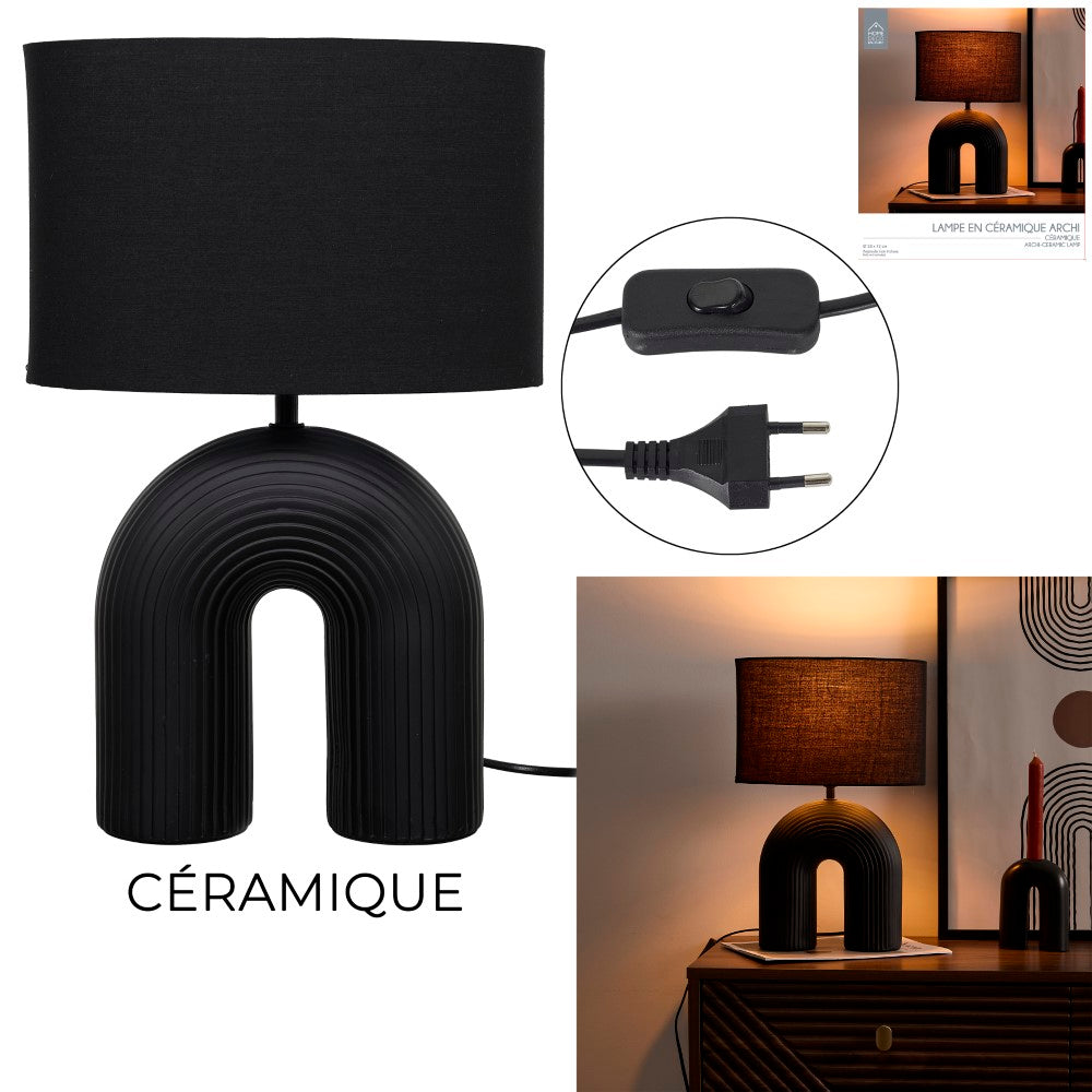HOME DECO FACTORY Lampe archi en céramique noire