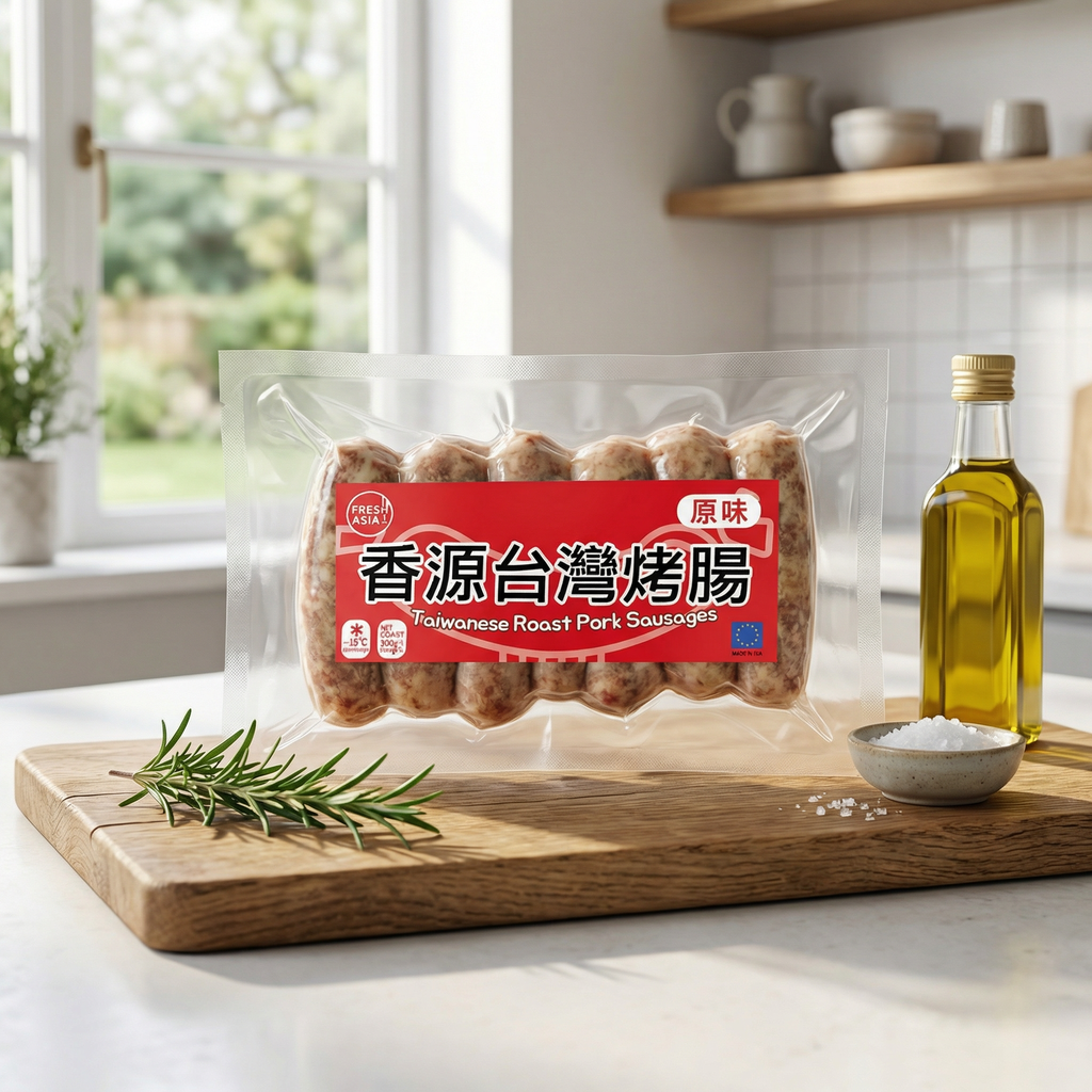 FRESHASIA Saucisse de porc rôti de Taïwan, saveur originale, 300 g