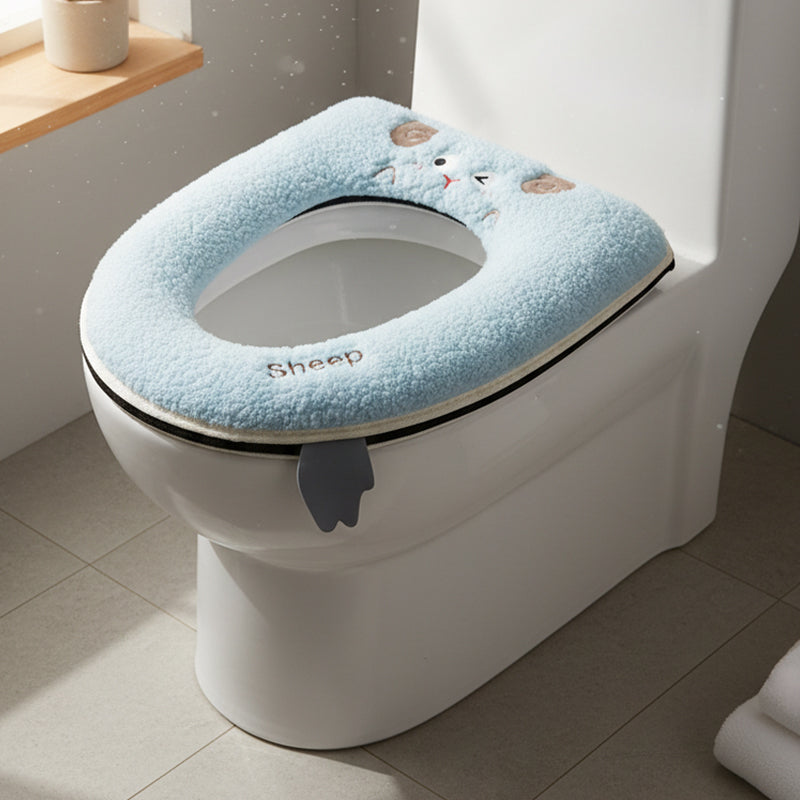 JORDAN&JUDY Lot de 2 coussins de WC en peluche avec fermeture éclair, amovibles et lavables, pour la maison, Bleu clair et jaune
