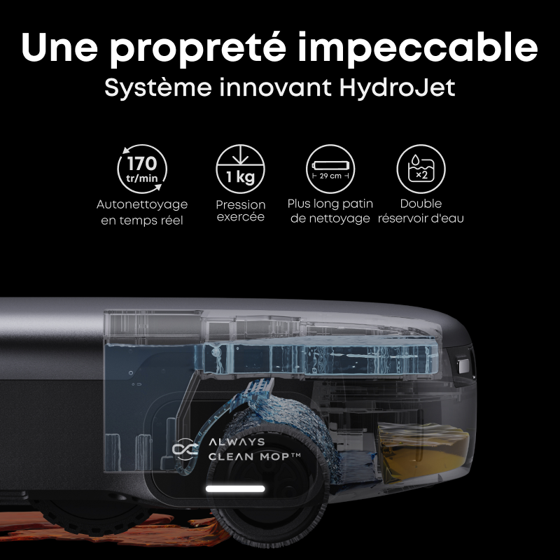 eufy S1 Pro Aspirateur robot laveur tout-en-un, serpillière toujours propre et nettoyage par ozonisation écologique, 8000 Pa, levage automatique de la serpillière