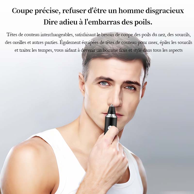 Sparoma Tondeuse pour poils du nez et du visage 3-en-1 pour homme – Tondeuse pour poils du nez et des oreilles, sourcils et détails, moteur haute vitesse 7800 tr/min