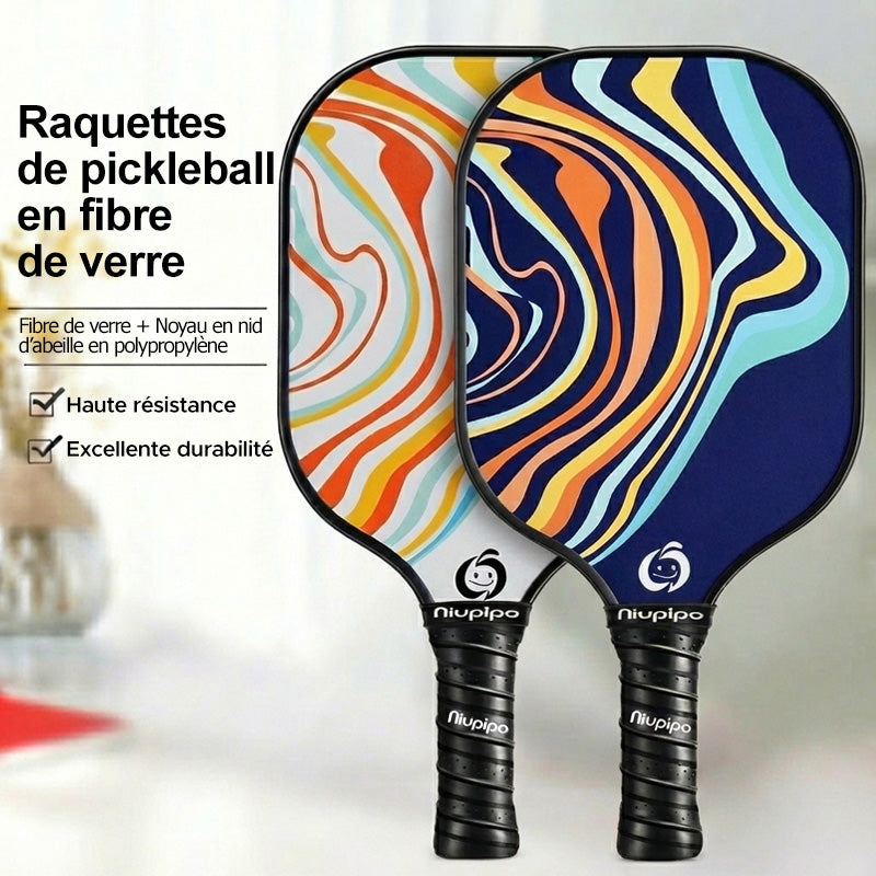NIUPIPO MX-23 Lot de 2 paddles de pickleball en fibres de verre, noyau en polypropylène à alvéoles certifié USAPA