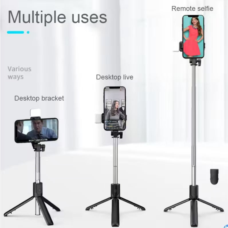 Perche à selfie Verbex S05s, support de téléphone Bluetooth, extensible jusqu'à 1 mètre, avec lumière d'appoint, universelle pour les selfies, prise de vue horizontale et verticale