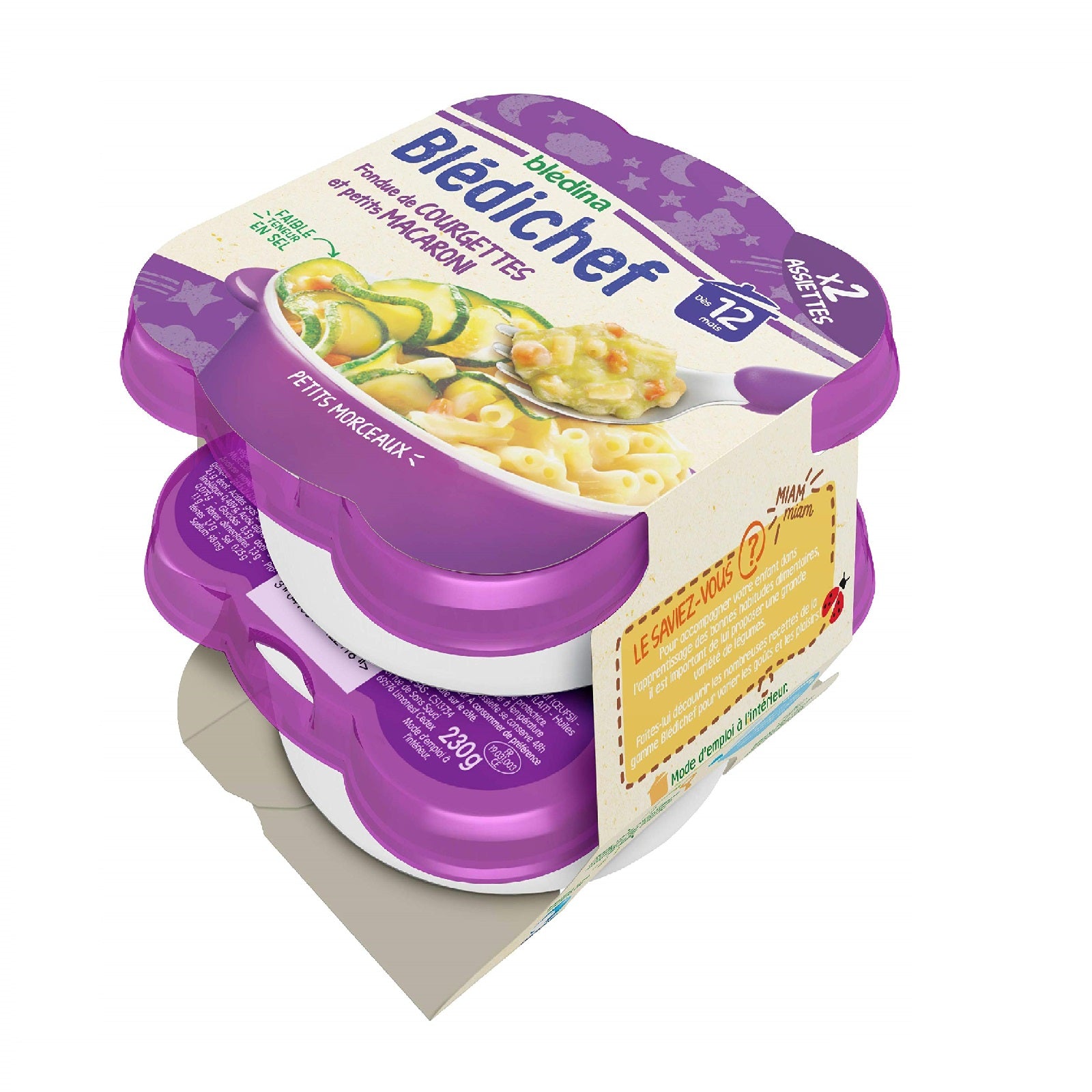BLEDINA BLEDICHEF courgettes/macaroni dès 12 mois 2x230g