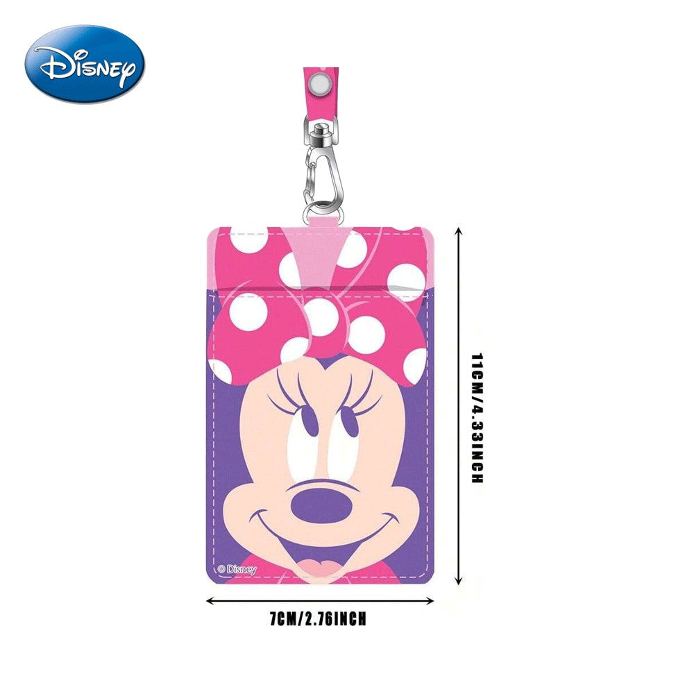 DISNEY 1 pièce Porte-carte tour de cou Minnie Mouse, sous licence officielle, Joli motif à pois, Thème Bonjour, Produit dérivé de films et dessins animés