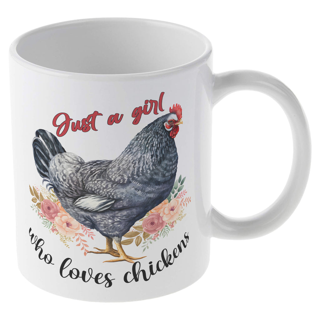 Alphynix Mug blanc avec citation « Just a Girl Who Loves Chicken » et poules - 33 cl