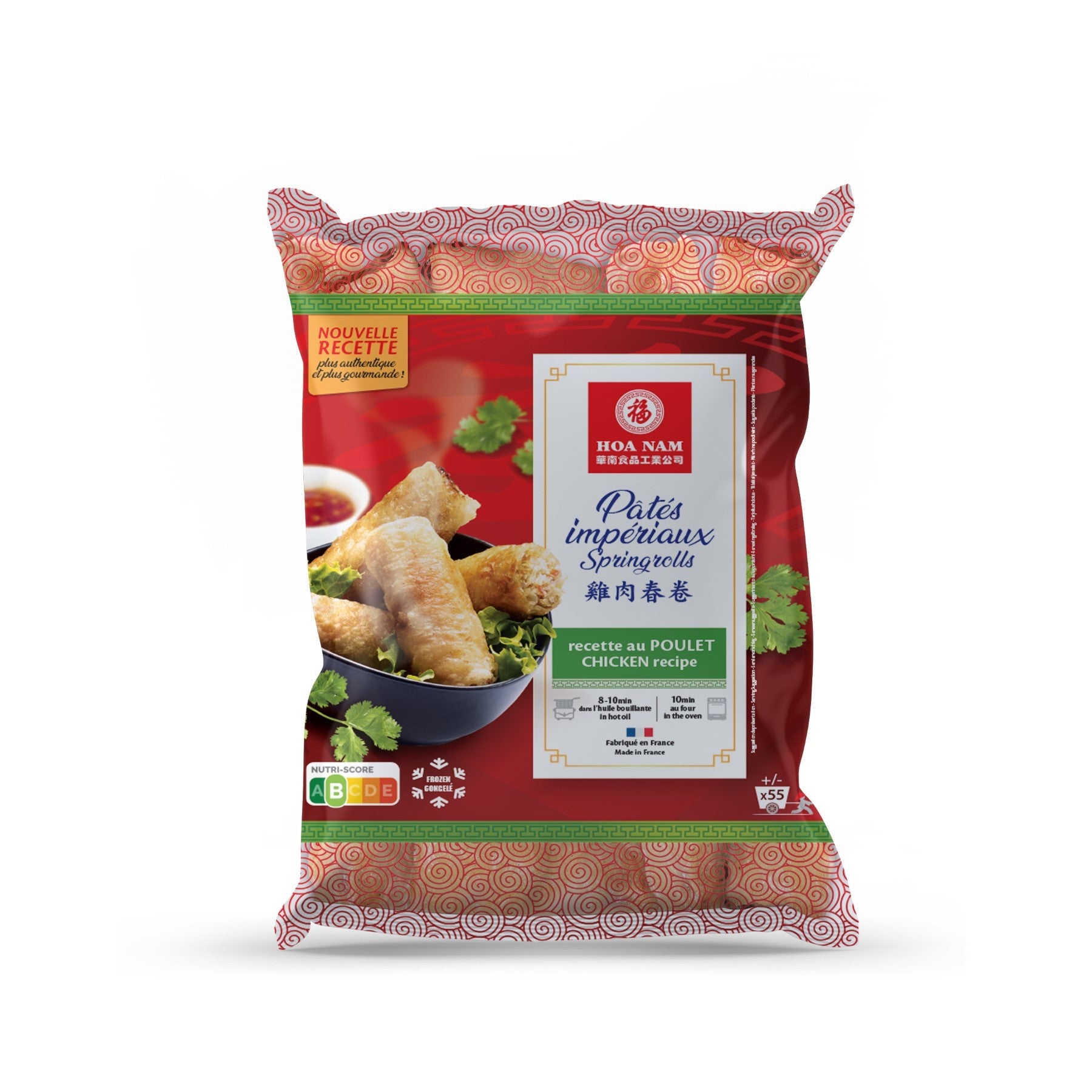 Hoa Nam Sachet d'environ 55 pâtés impériaux/nems au poulet surgelés - 2,035 kg