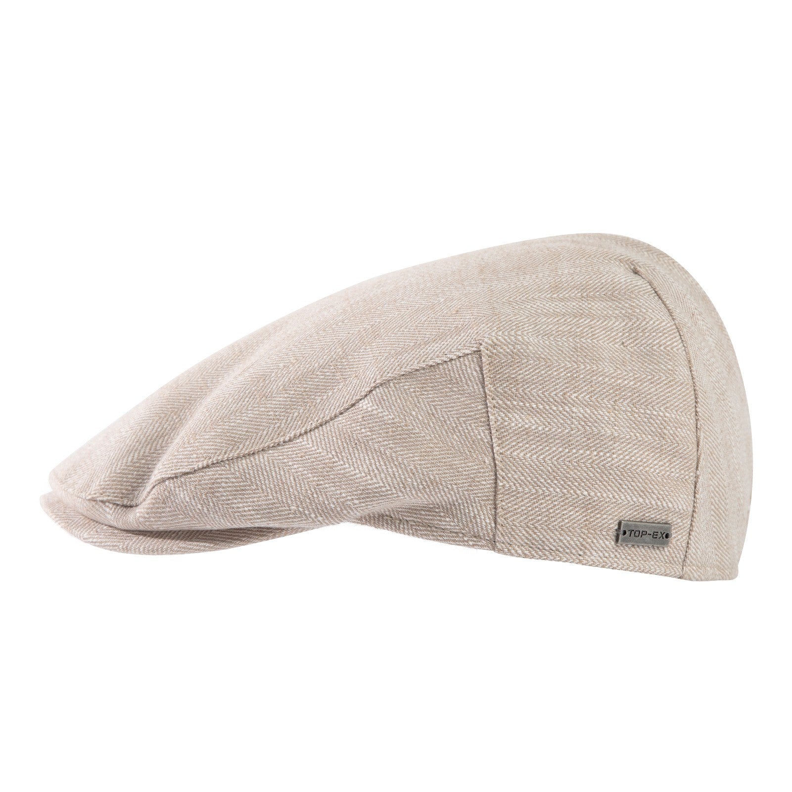 TOP-EX Casquette plate gavroche homme en mélange de lin, rafraîchissante d'été, doublure coton, M/L, chevrons beige