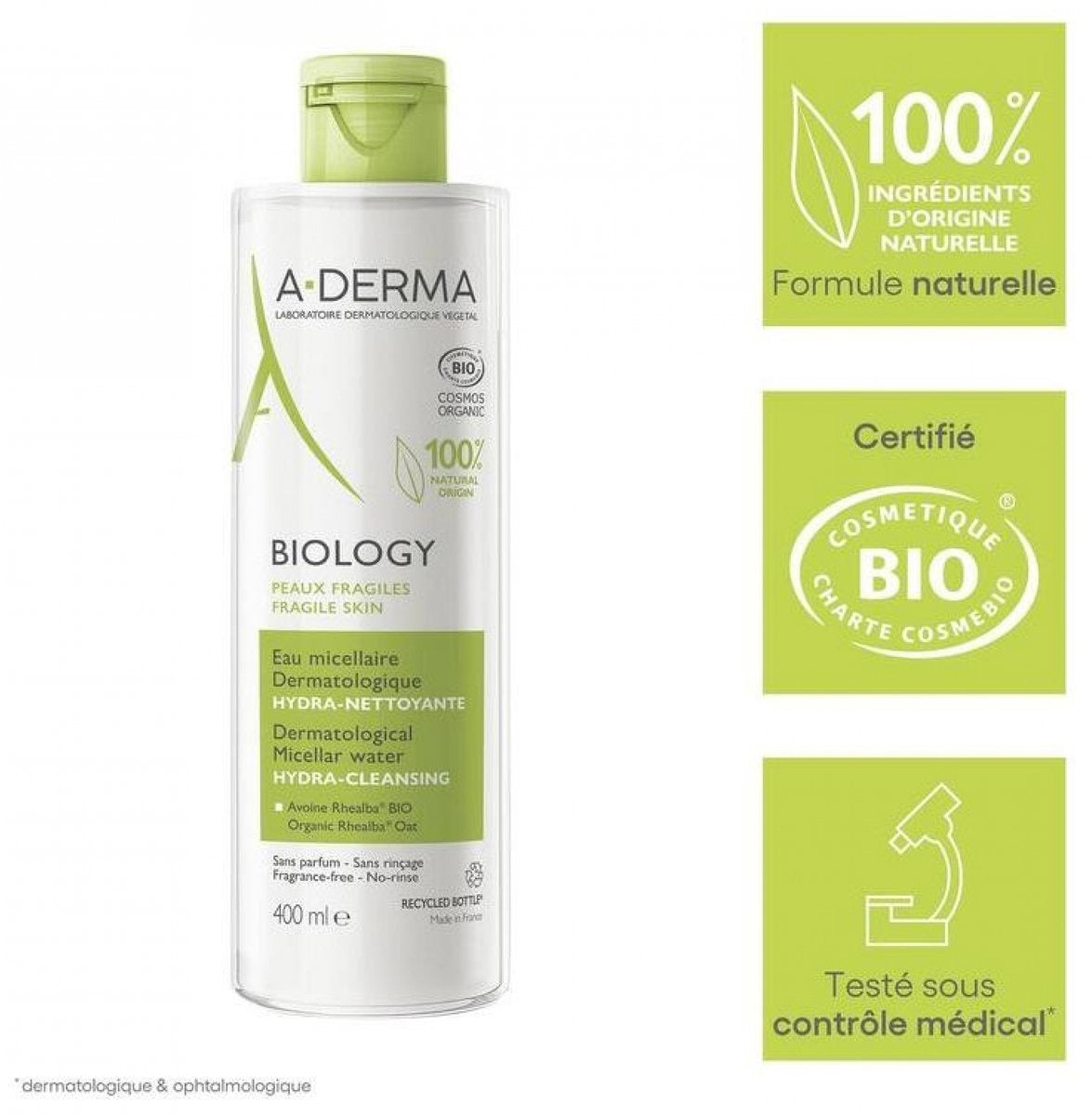 A-DERMA Eau micellaire Biology 400 ml