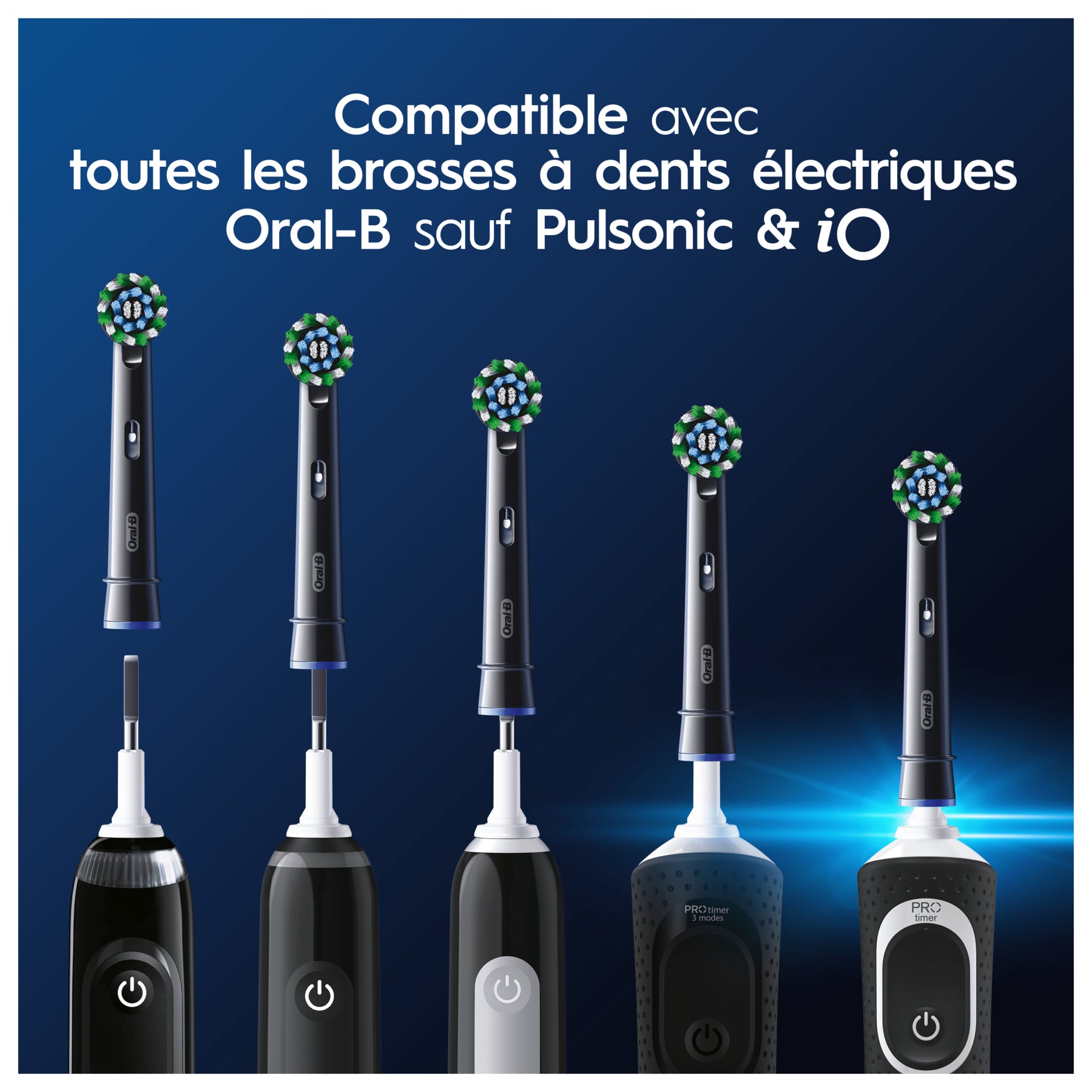 Oral-B Pro Cross Action Lot de 3 brossettes de rechange - Noir