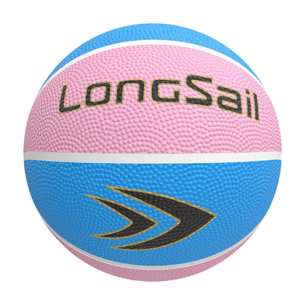 LONGSAIL Ballon de basketball en caoutchouc haute qualité rose/bleu clair - Taille 4