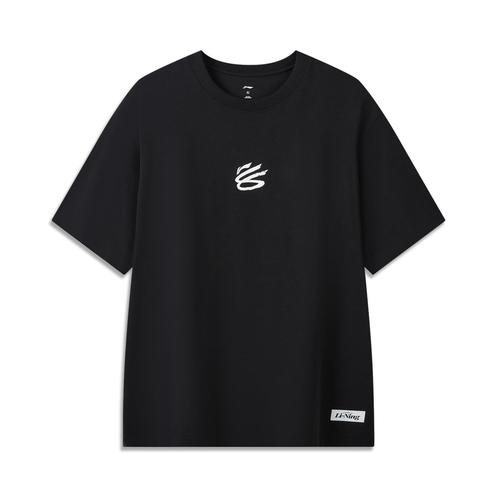 LI-NING T-shirt de sport et de loisir quotidien court commémoratif Curry Noir 2Xl