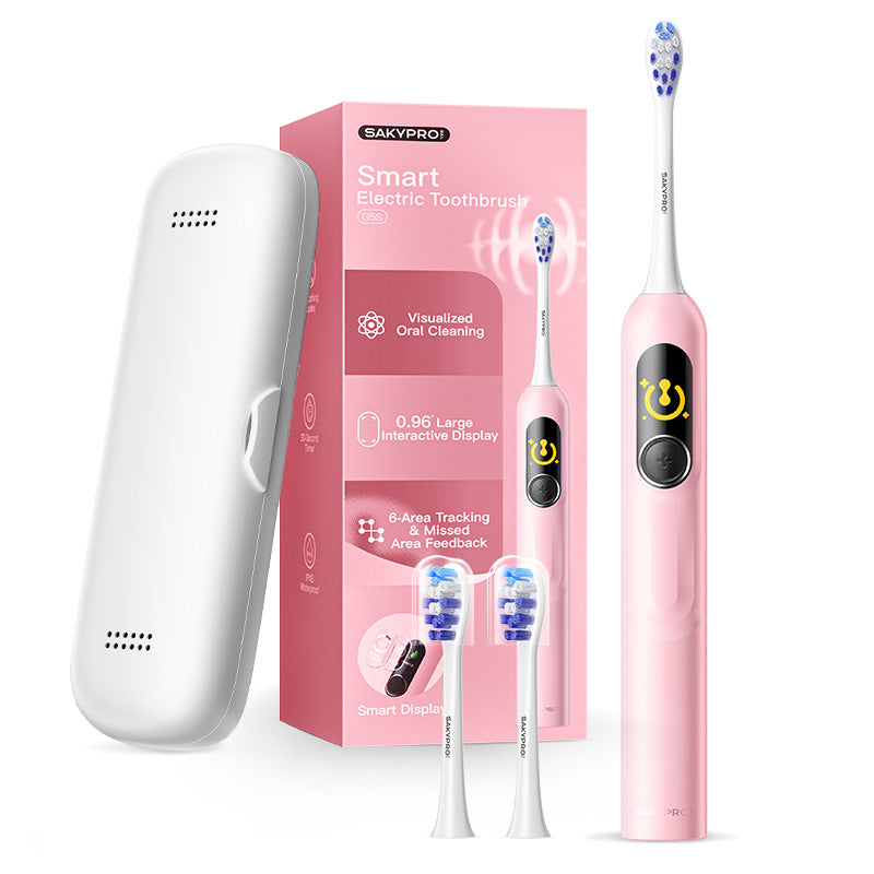 saky Pro Brosse à dents électrique intelligente avec IA pour enfants et adultes avec écran LED | Brosse à dents rechargeable 150 jours, cartographie en temps réel | Minuterie 3 min, étui de voyage | Brosse à dents sonique pour adolescents, cadeau de