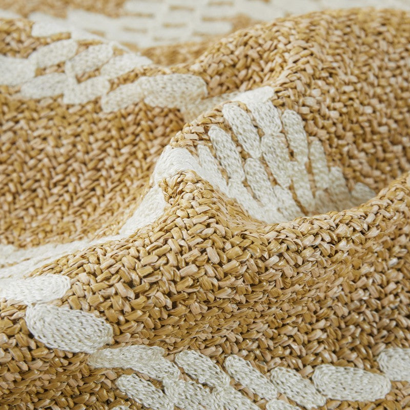 MEROPE, Housse de coussin en toile PE/Polyester, 50x50 cm, kaki/blanc, 1 pack
