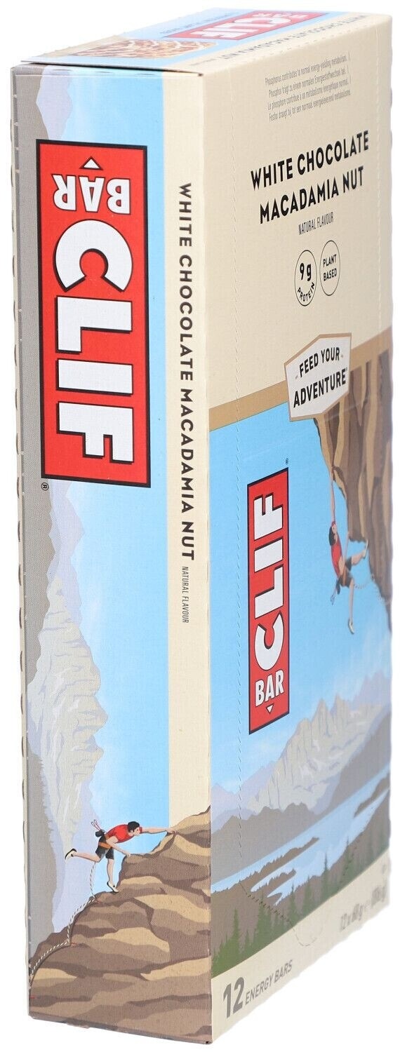 CLIF Bar Barre énergétique noix de macadamia et chocolat blanc, 12 x 68 g