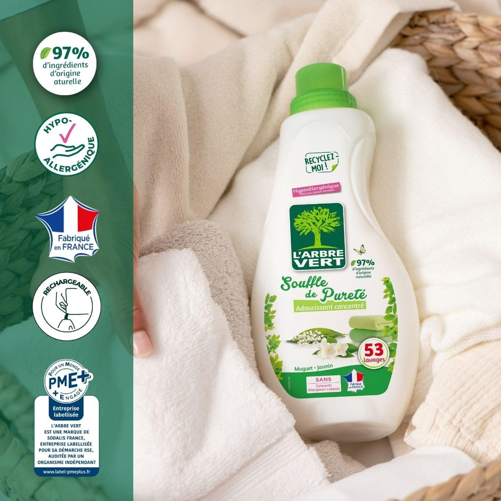 L'Arbre Vert Assouplissant Douceur Brise Pure Muguet & Jasmin 800 ml (53 Lavages)