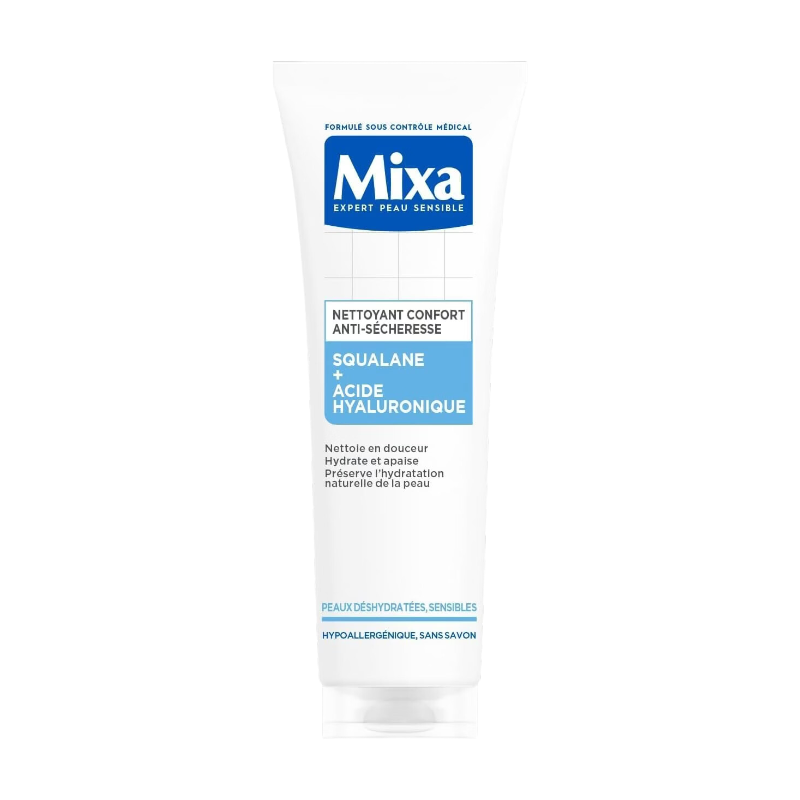 Mixa Comfort Nettoyant Anti-Sécheresse au Squalane et à l'Acide Hyaluronique, 150 ml