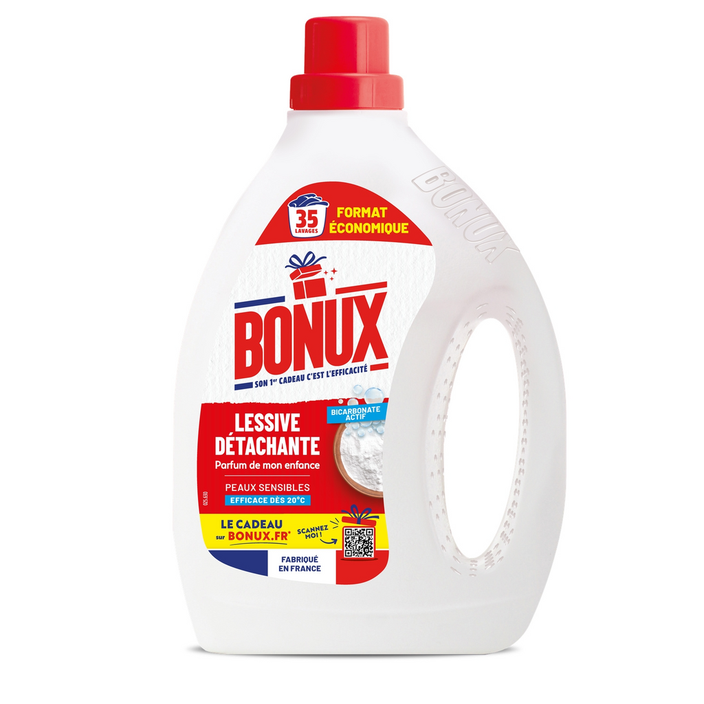 BONUX Lessive liquide au bicarbonate de soude, Peaux sensibles, 1,4 L