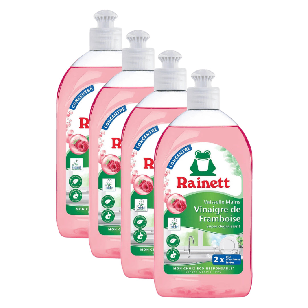 Rainett Eco Liquide Vaisselle Super Dégraissant Vinaigre de Framboise 4 x 500 ml (= 2 L)